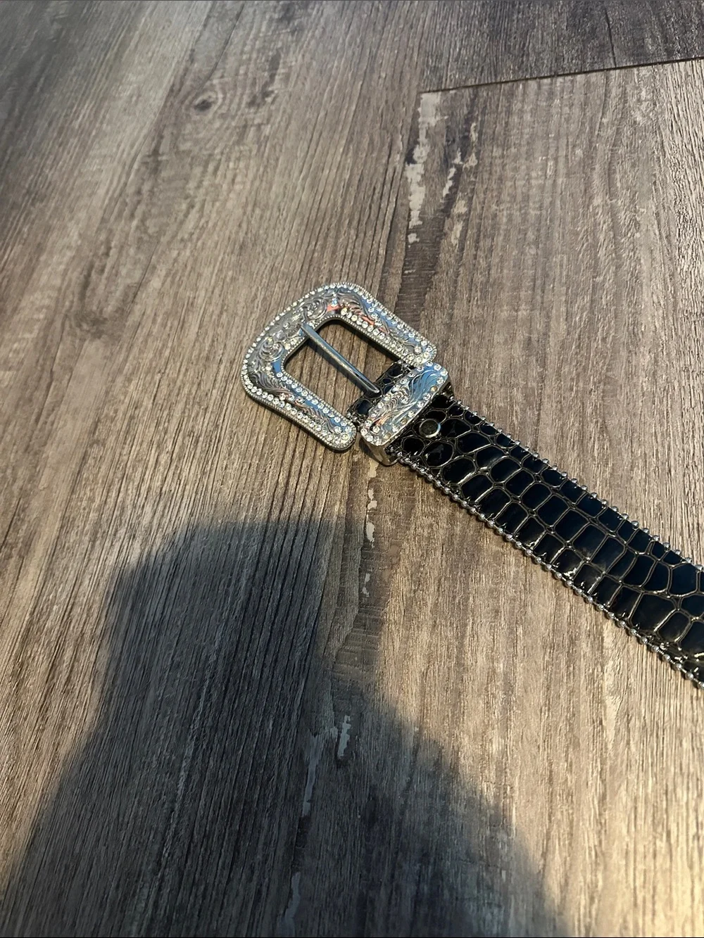 Black Western Rhinestone Studded Belt